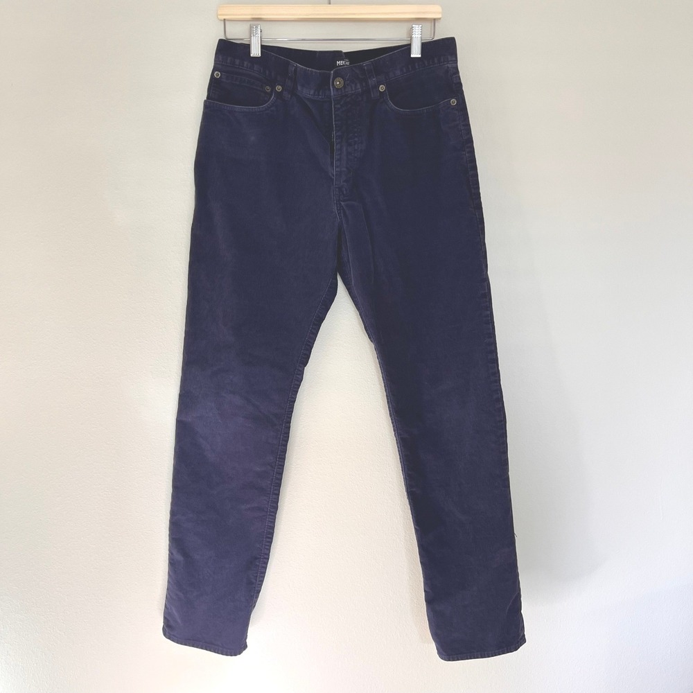 J Crew Mercantile Flex Corduroy Pants Mens 32x32 Navy Blue Straight Fit Trousers